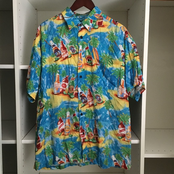 beer button up shirt